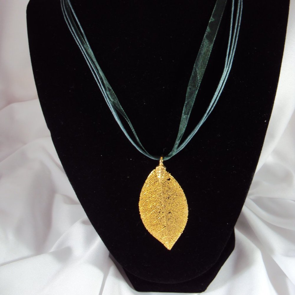 Real Gold Leaf Pendant, Necklace